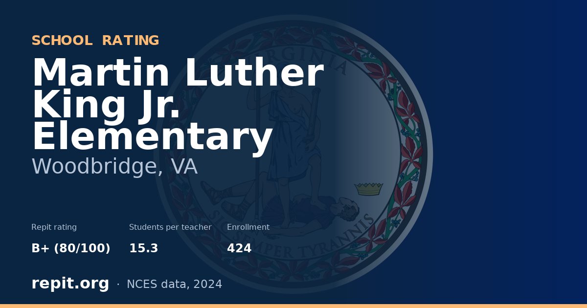 Martin Luther King Jr. Elementary, Woodbridge, VA — Repit school rating B+ (80/100)