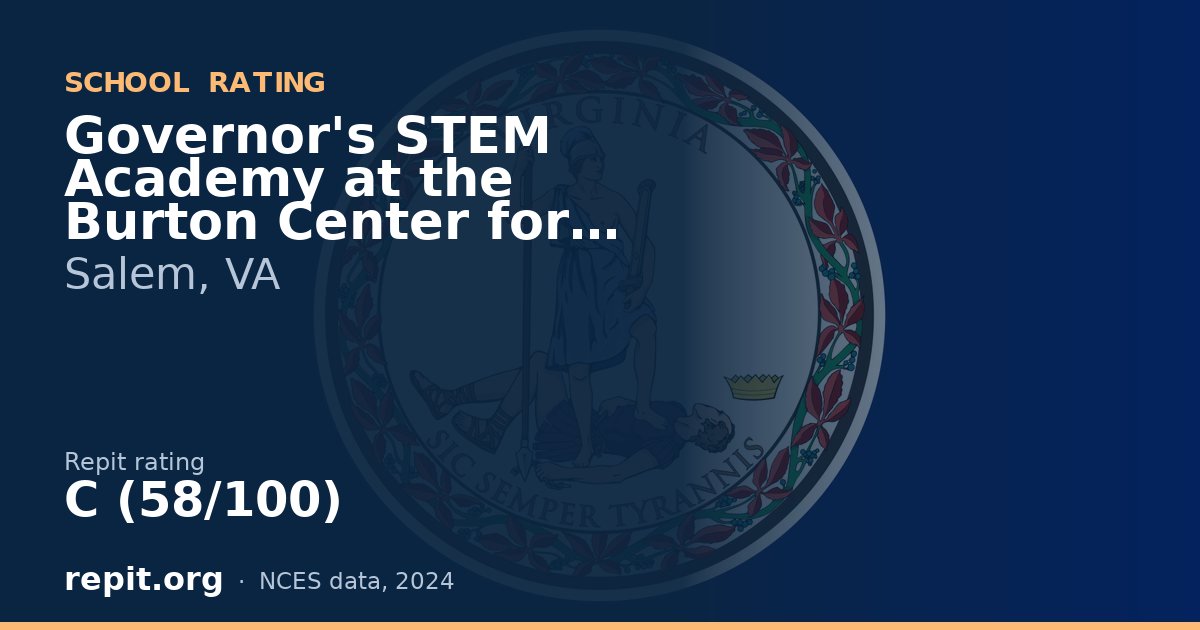 Governor's STEM Academy at the Burton Center for Arts and Te, Salem, VA — Repit school rating C (58/100)