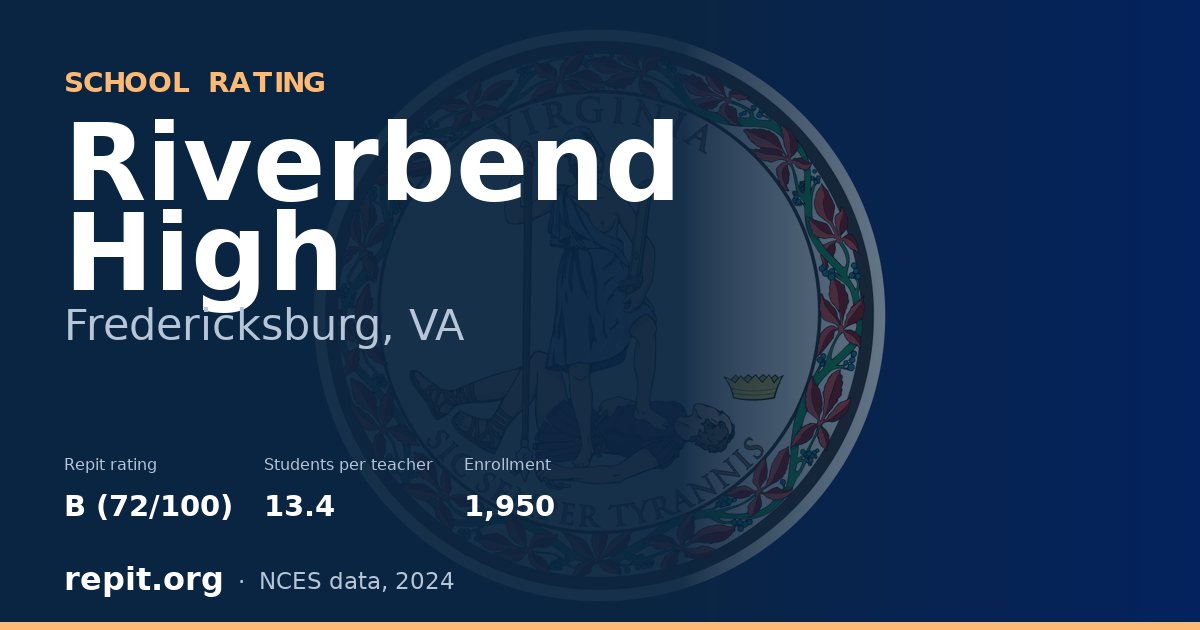 Riverbend High, Fredericksburg, VA — Repit school rating B (72/100)