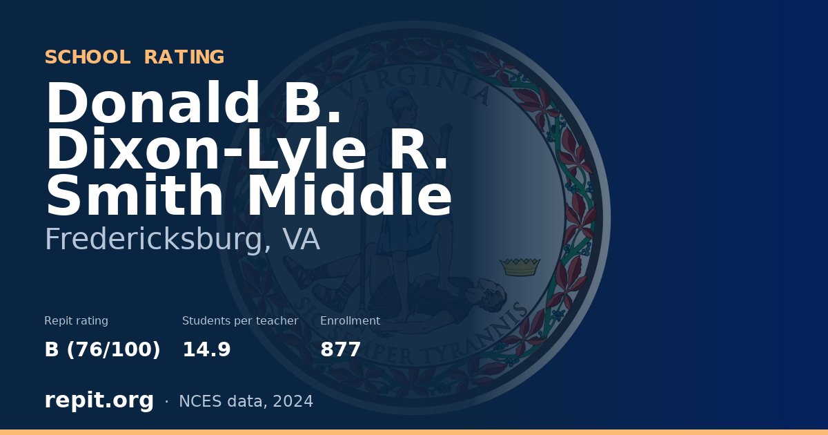 Donald B. Dixon-Lyle R. Smith Middle, Fredericksburg, VA — Repit school rating B (76/100)