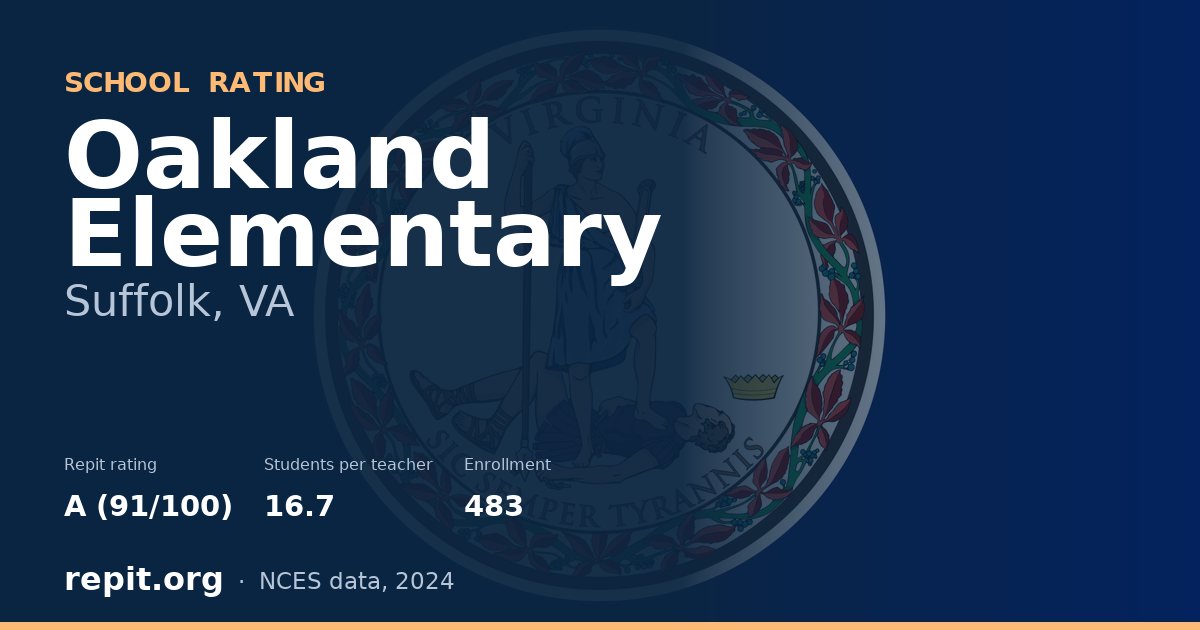 Oakland Elementary, Suffolk, VA — Repit school rating A (91/100)