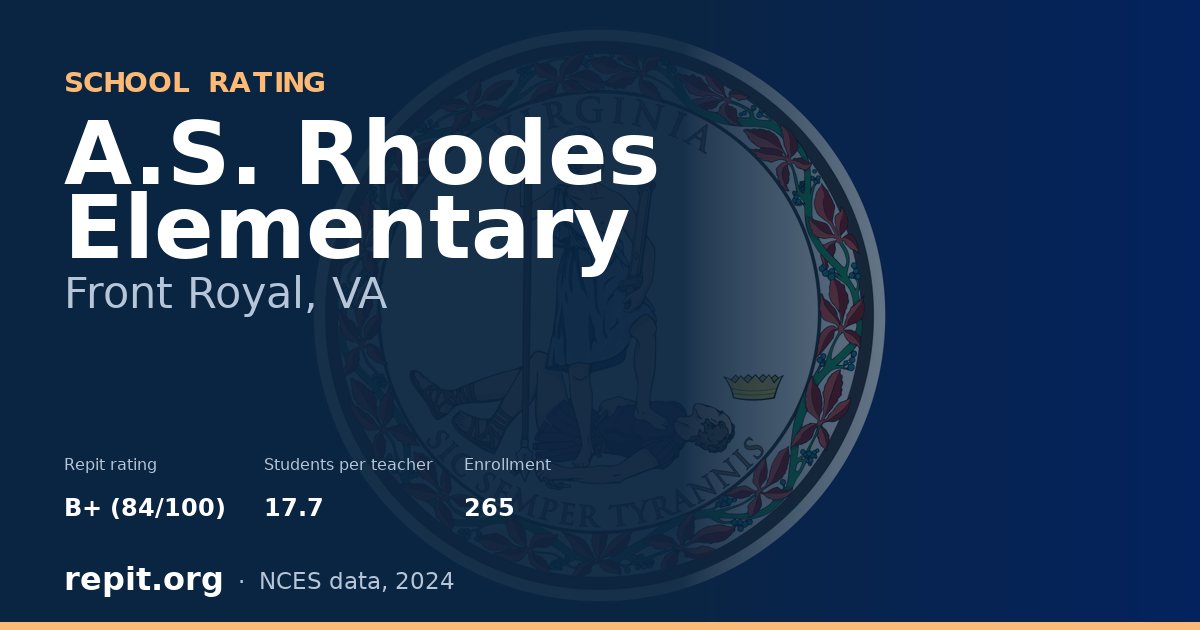 A.S. Rhodes Elementary, Front Royal, VA — Repit school rating B+ (84/100)