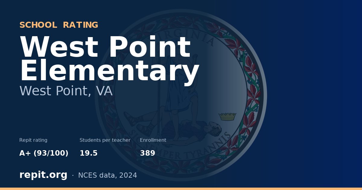 West Point Elementary, West Point, VA — Repit school rating A+ (93/100)