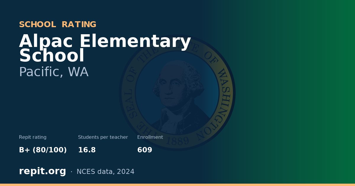 Alpac Elementary School, Pacific, WA — Repit school rating B+ (80/100)