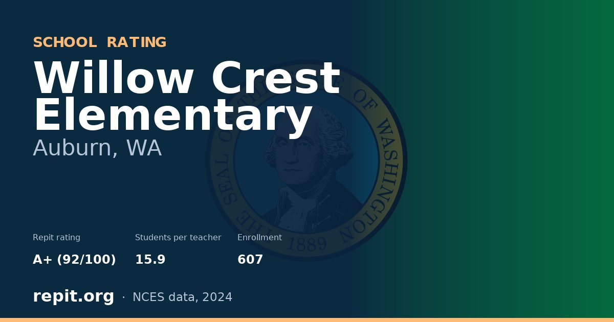 Willow Crest Elementary, Auburn, WA — Repit school rating A+ (92/100)
