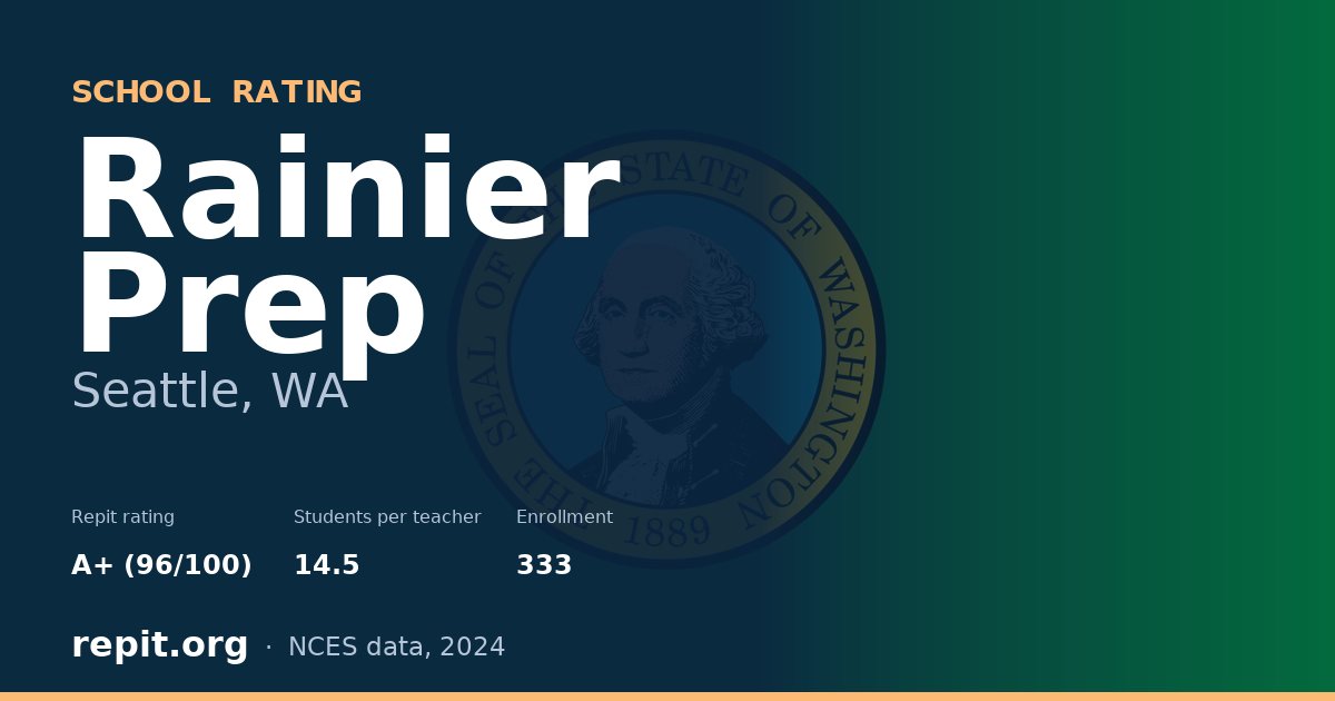 Rainier Prep, Seattle, WA — Repit school rating A+ (96/100)