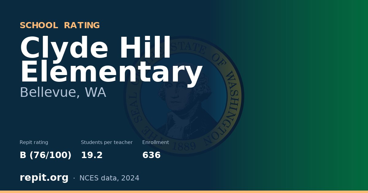 Clyde Hill Elementary, Bellevue, WA — Repit school rating B (76/100)