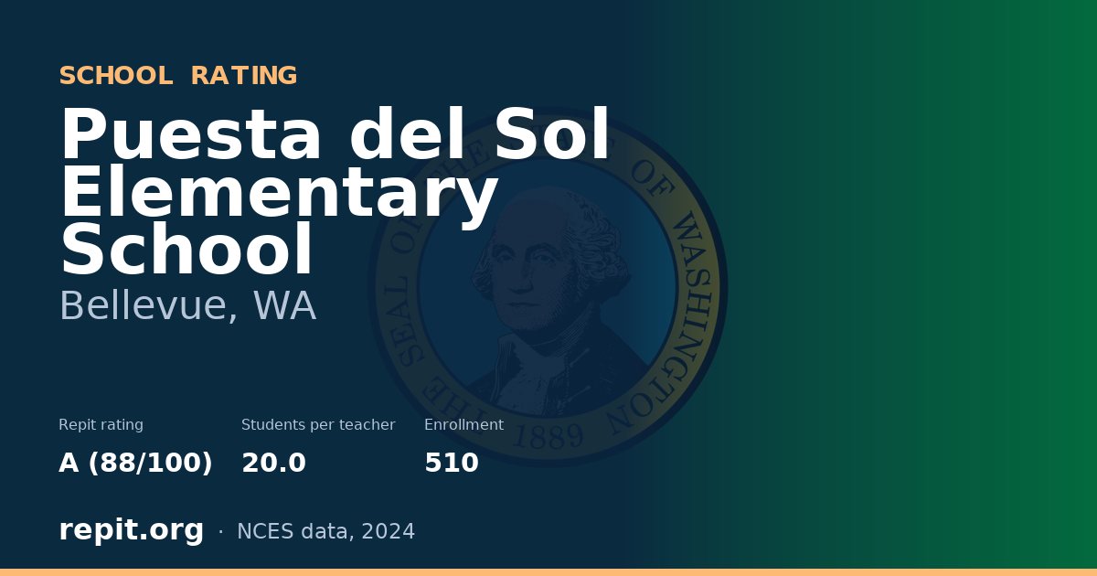Puesta del Sol Elementary School, Bellevue, WA — Repit school rating A (88/100)