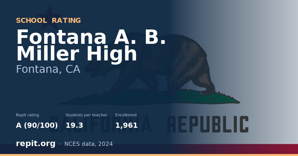 Fontana A. B. Miller High, Fontana, CA — Repit school rating A (90/100)