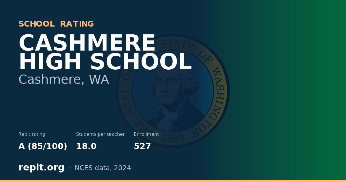CASHMERE HIGH SCHOOL, Cashmere, WA — Repit school rating A (85/100)