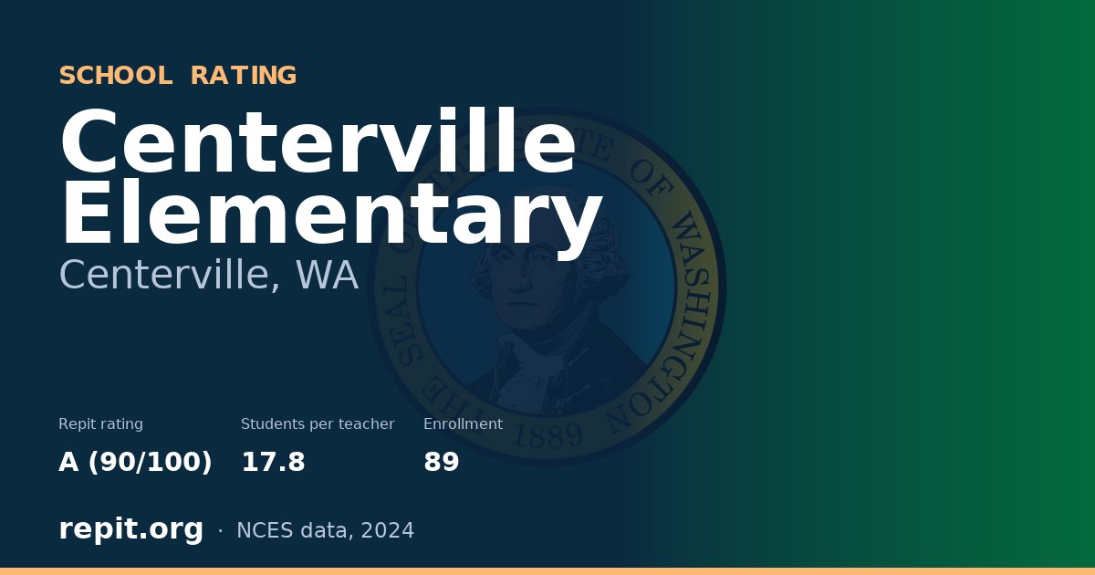 Centerville Elementary, Centerville, WA — Repit school rating A (90/100)