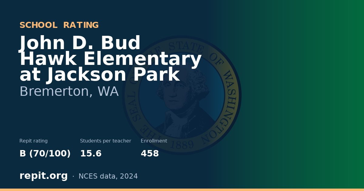 John D. Bud Hawk Elementary at Jackson Park, Bremerton, WA — Repit school rating B (70/100)