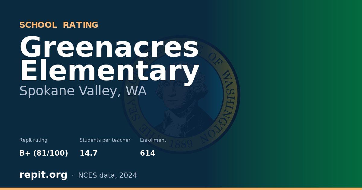 Greenacres Elementary, Spokane Valley, WA — Repit school rating B+ (81/100)