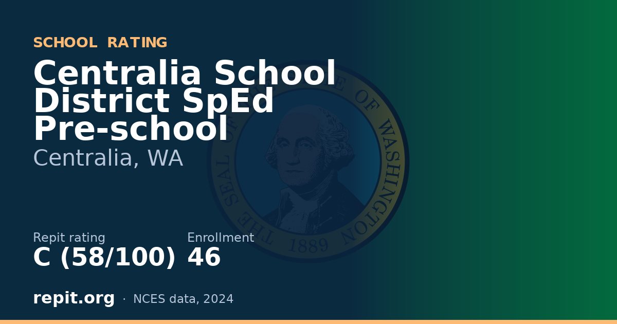 Centralia School District SpEd Pre-school, Centralia, WA — Repit school rating C (58/100)