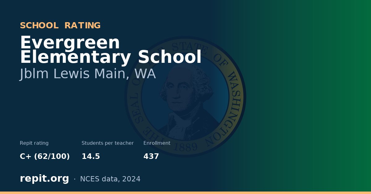 Evergreen Elementary School, Jblm Lewis Main, WA — Repit school rating C+ (62/100)