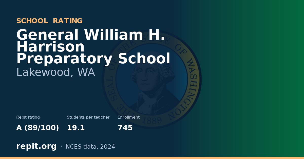 General William H. Harrison Preparatory School, Lakewood, WA — Repit school rating A (89/100)