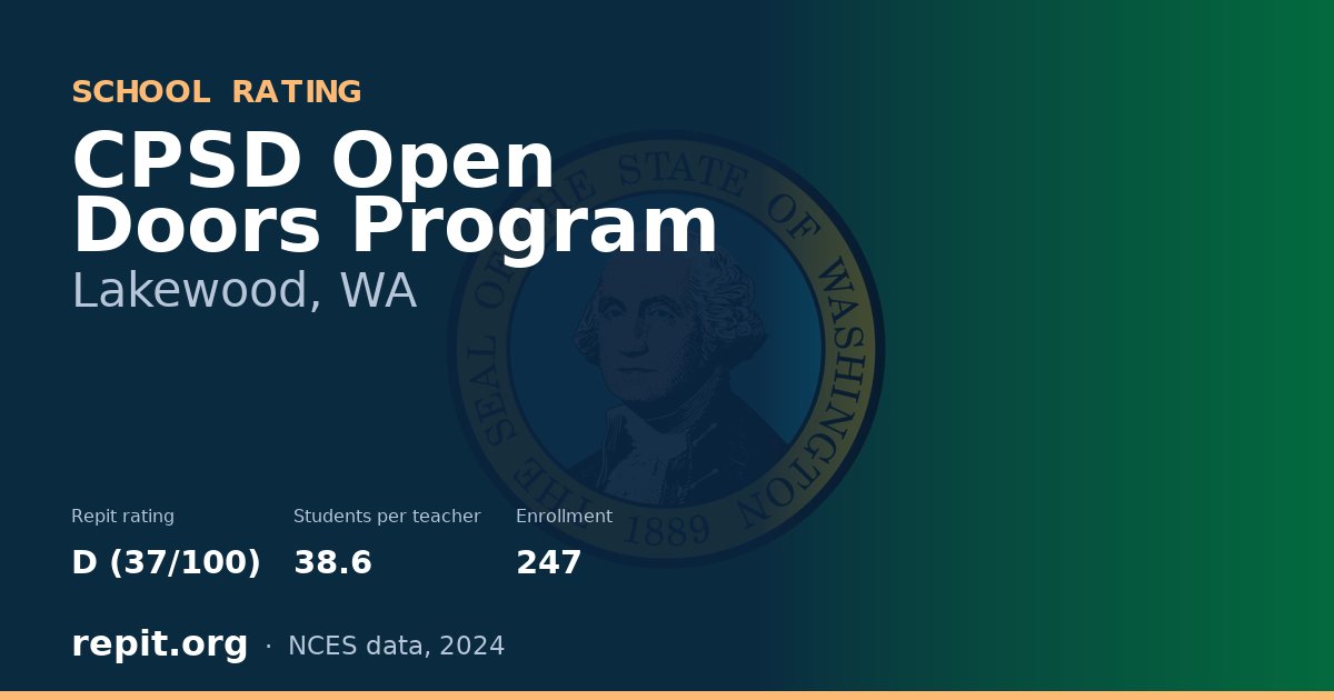 CPSD Open Doors Program, Lakewood, WA — Repit school rating D (37/100)