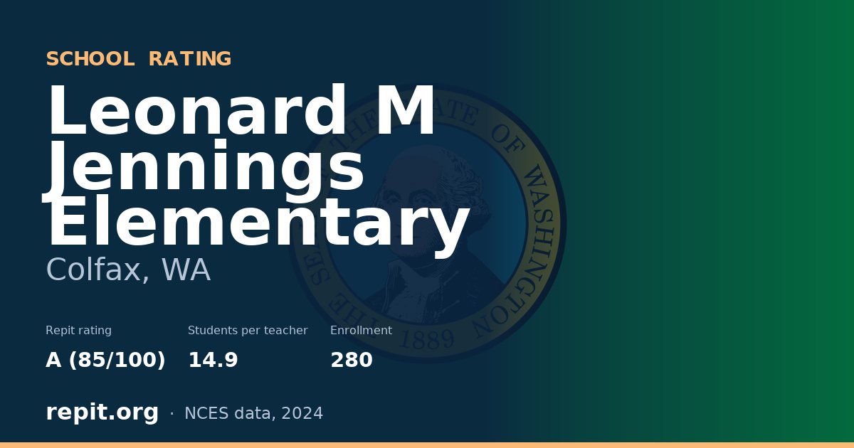 Leonard M Jennings Elementary, Colfax, WA — Repit school rating A (85/100)
