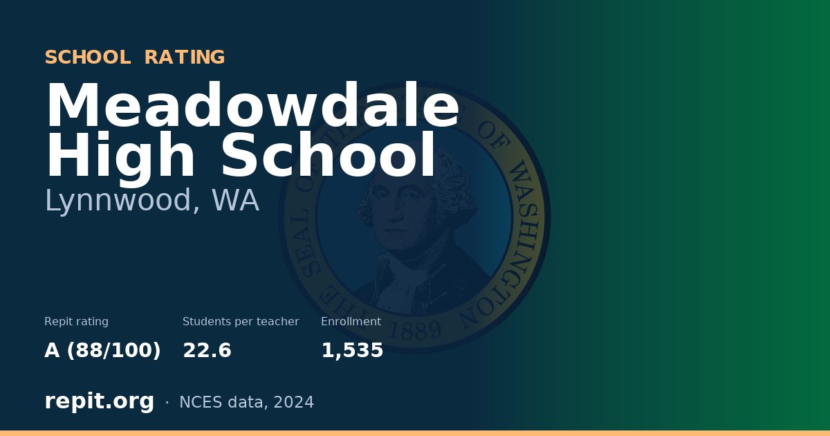Meadowdale High School, Lynnwood, WA — Repit school rating A (88/100)