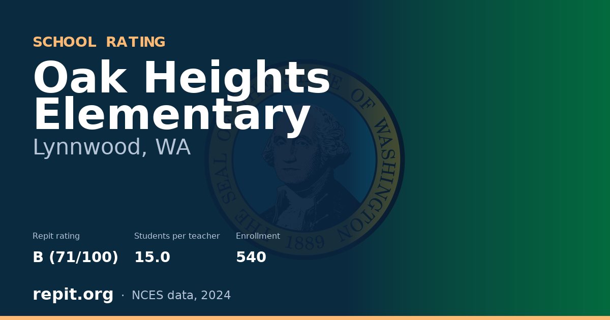 Oak Heights Elementary, Lynnwood, WA — Repit school rating B (71/100)