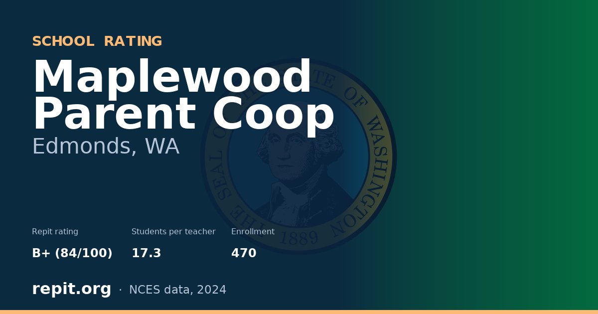 Maplewood Parent Coop, Edmonds, WA — Repit school rating B+ (84/100)
