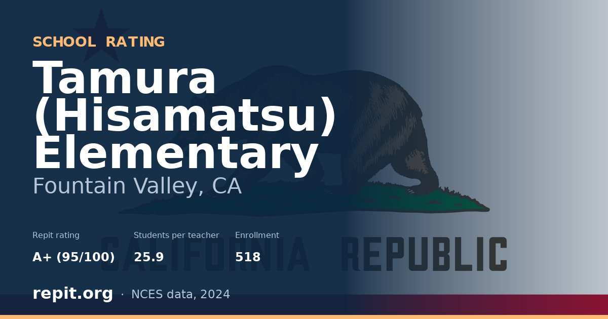 Tamura (Hisamatsu) Elementary, Fountain Valley, CA — Repit school rating A+ (95/100)