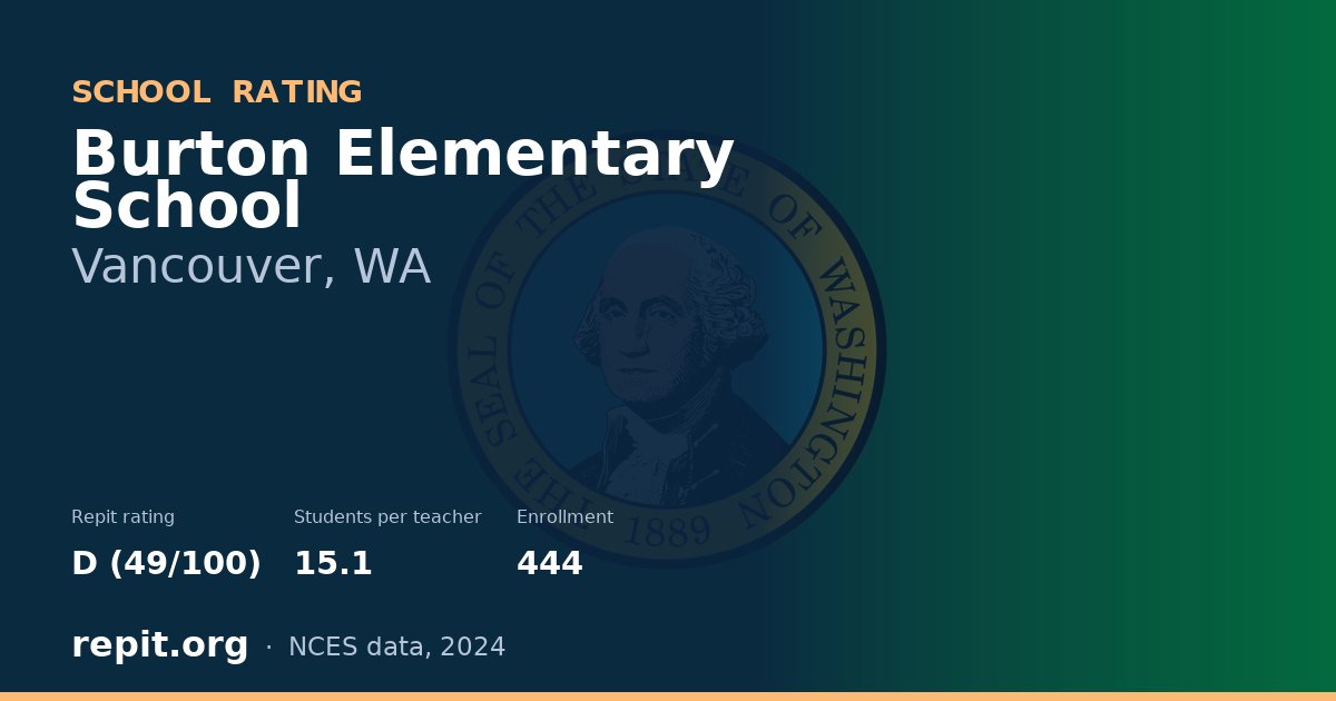 Burton Elementary School, Vancouver, WA — Repit school rating D (49/100)
