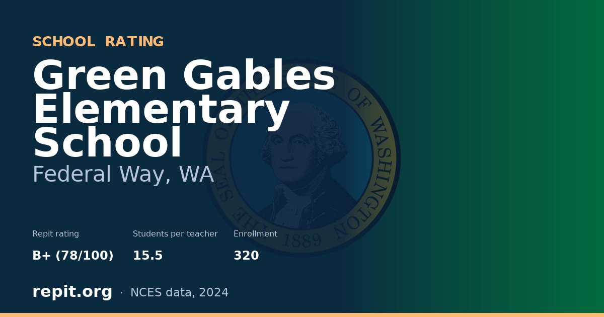 Green Gables Elementary School, Federal Way, WA — Repit school rating B+ (78/100)