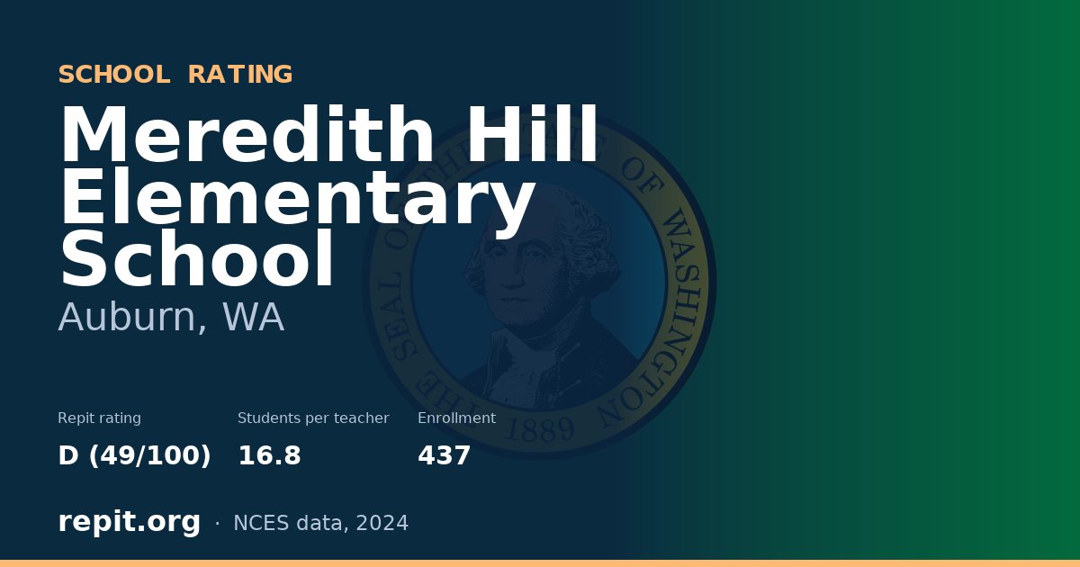 Meredith Hill Elementary School, Auburn, WA — Repit school rating D (49/100)
