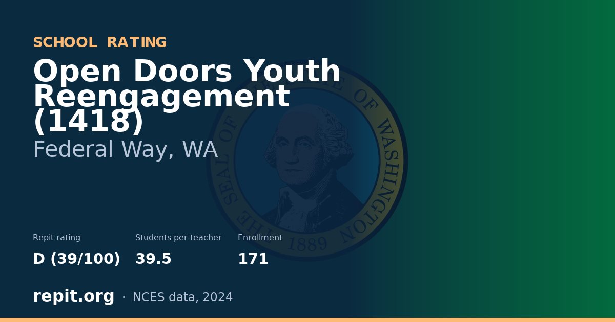 Open Doors Youth Reengagement (1418), Federal Way, WA — Repit school rating D (39/100)