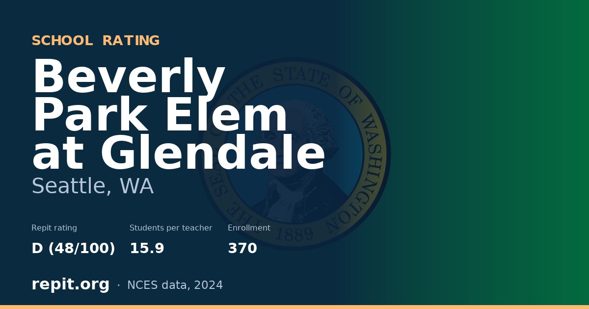 Beverly Park Elem at Glendale, Seattle, WA — Repit school rating D (48/100)