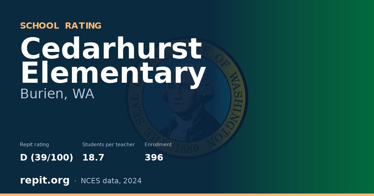 Cedarhurst Elementary, Burien, WA — Repit school rating D (39/100)