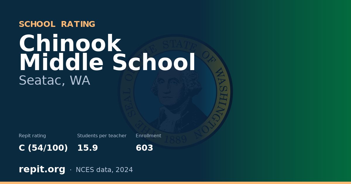 Chinook Middle School, Seatac, WA — Repit school rating C (54/100)