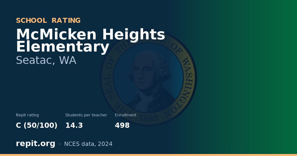 McMicken Heights Elementary, Seatac, WA — Repit school rating C (50/100)