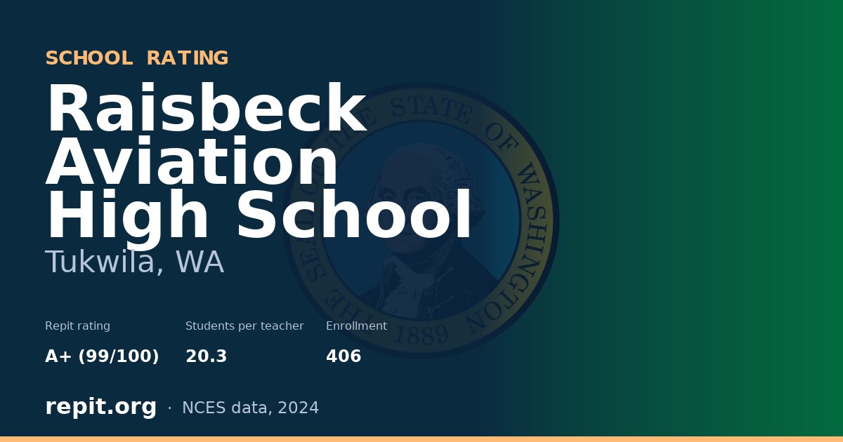 Raisbeck Aviation High School, Tukwila, WA — Repit school rating A+ (99/100)
