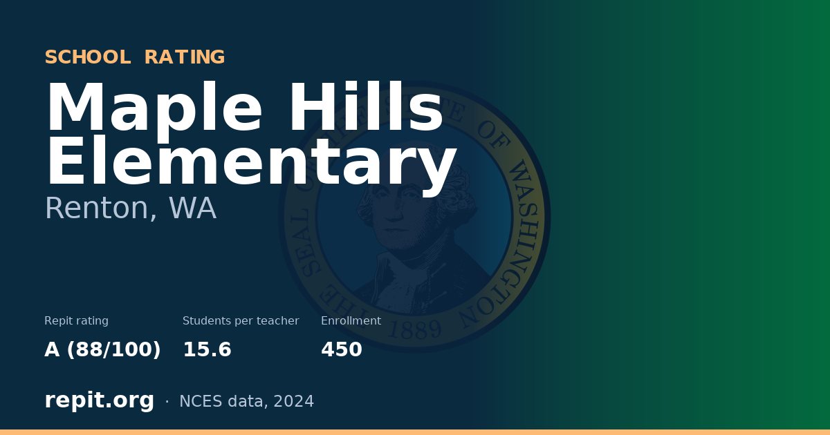 Maple Hills Elementary, Renton, WA — Repit school rating A (88/100)