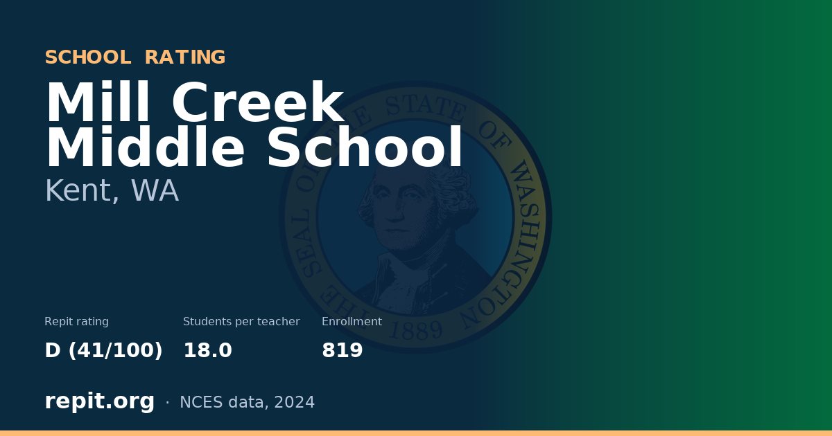 Mill Creek Middle School, Kent, WA — Repit school rating D (41/100)
