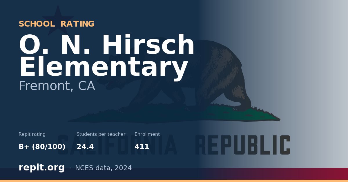O. N. Hirsch Elementary, Fremont, CA — Repit school rating B+ (80/100)