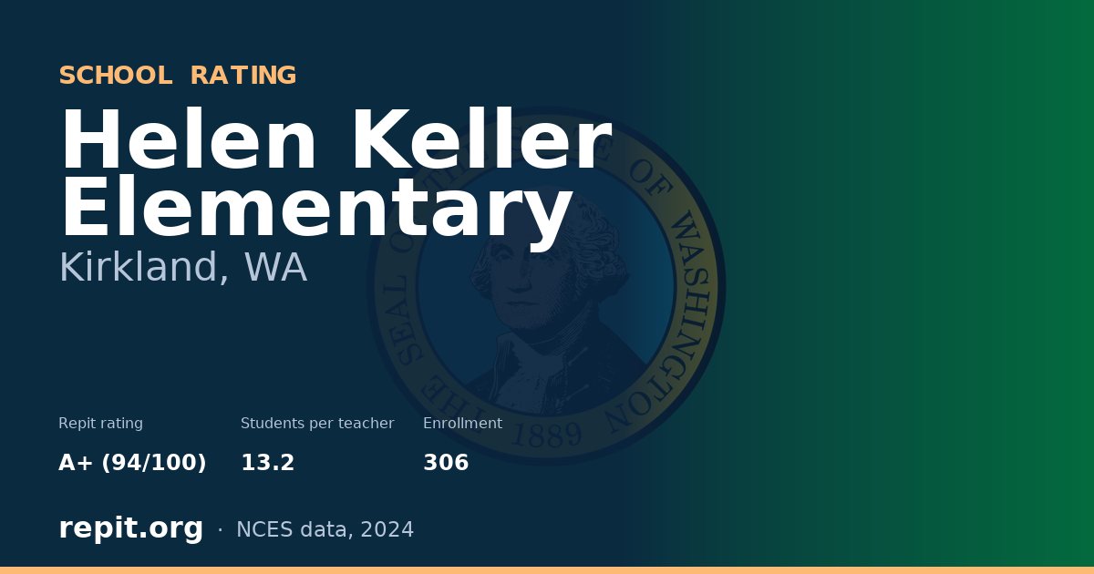 Helen Keller Elementary, Kirkland, WA — Repit school rating A+ (94/100)