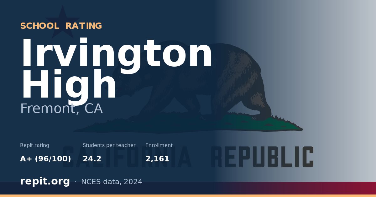 Irvington High, Fremont, CA — Repit school rating A+ (96/100)
