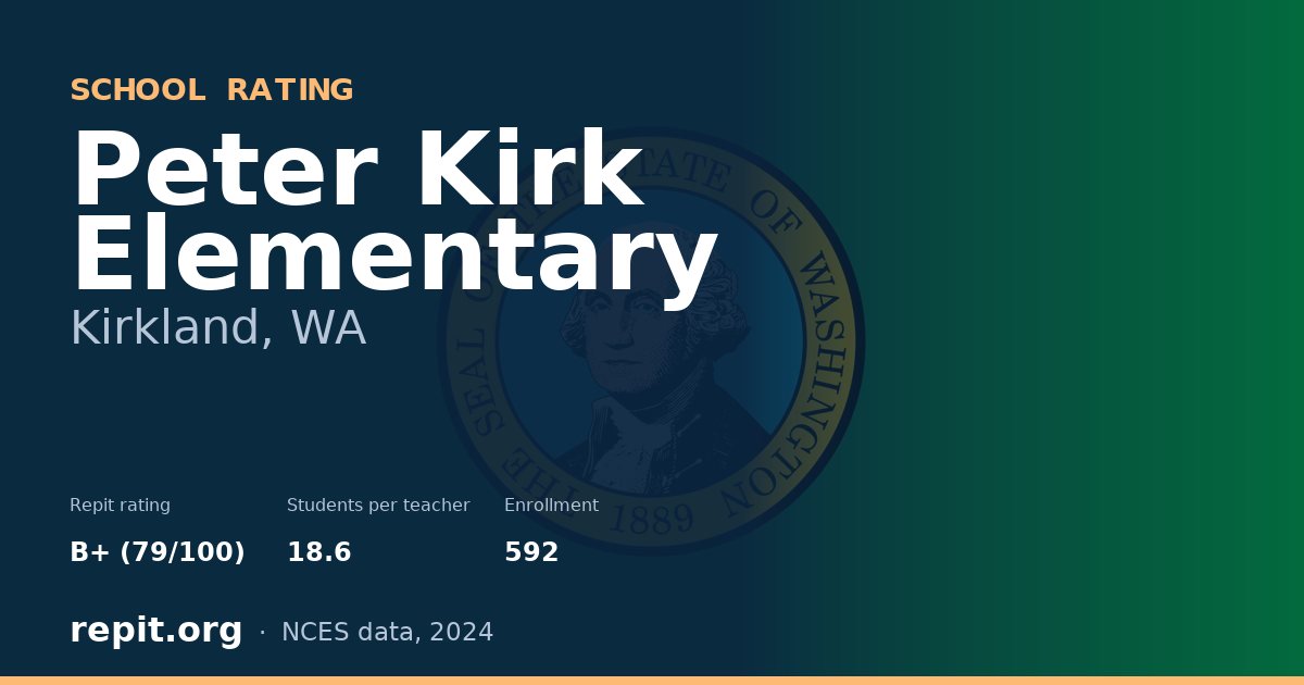 Peter Kirk Elementary, Kirkland, WA — Repit school rating B+ (79/100)