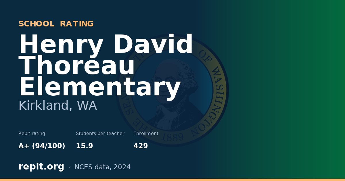 Henry David Thoreau Elementary, Kirkland, WA — Repit school rating A+ (94/100)