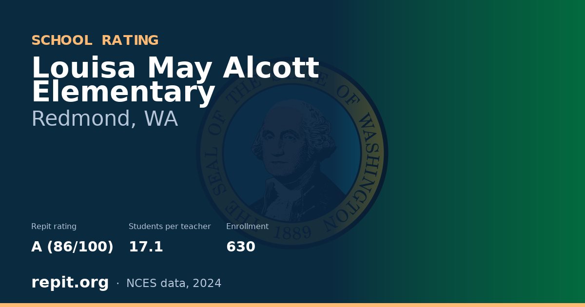 Louisa May Alcott Elementary, Redmond, WA — Repit school rating A (86/100)