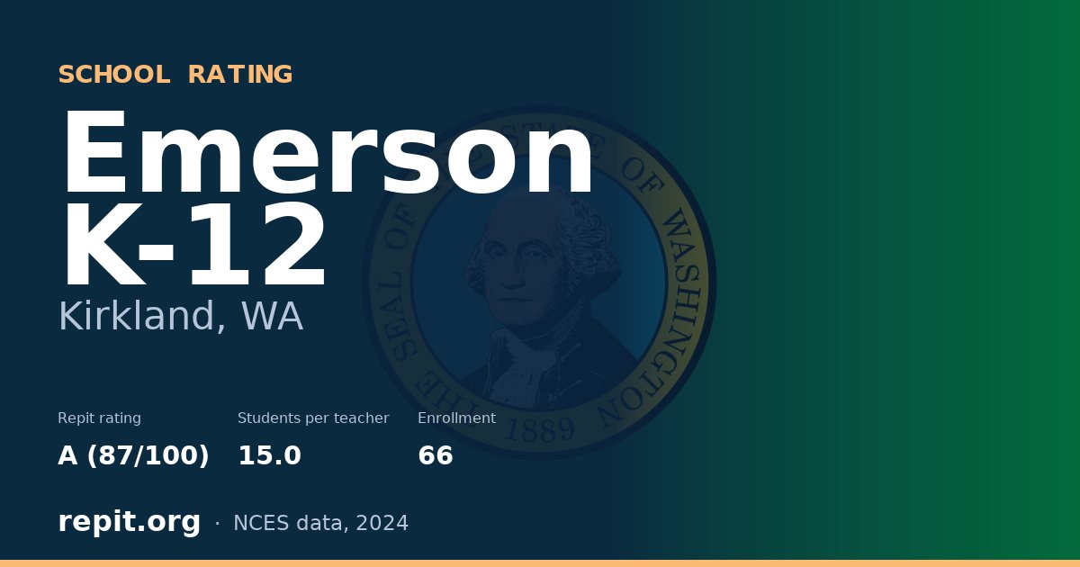 Emerson K-12, Kirkland, WA — Repit school rating A (87/100)