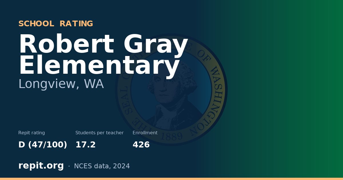 Robert Gray Elementary, Longview, WA — Repit school rating D (47/100)