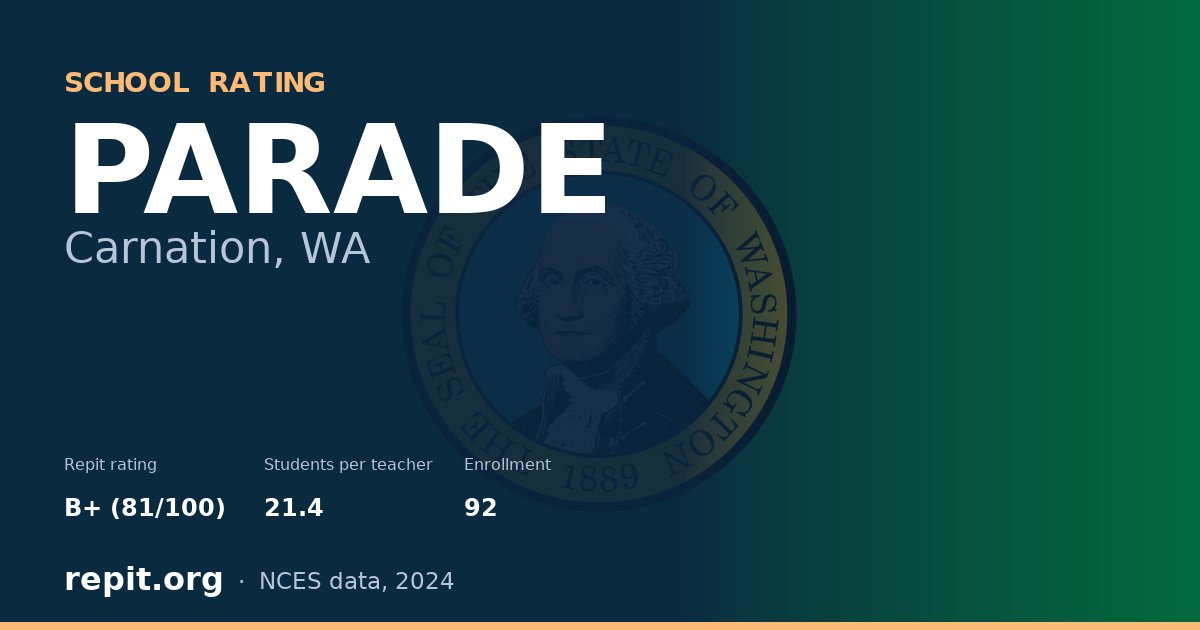 PARADE, Carnation, WA — Repit school rating B+ (81/100)