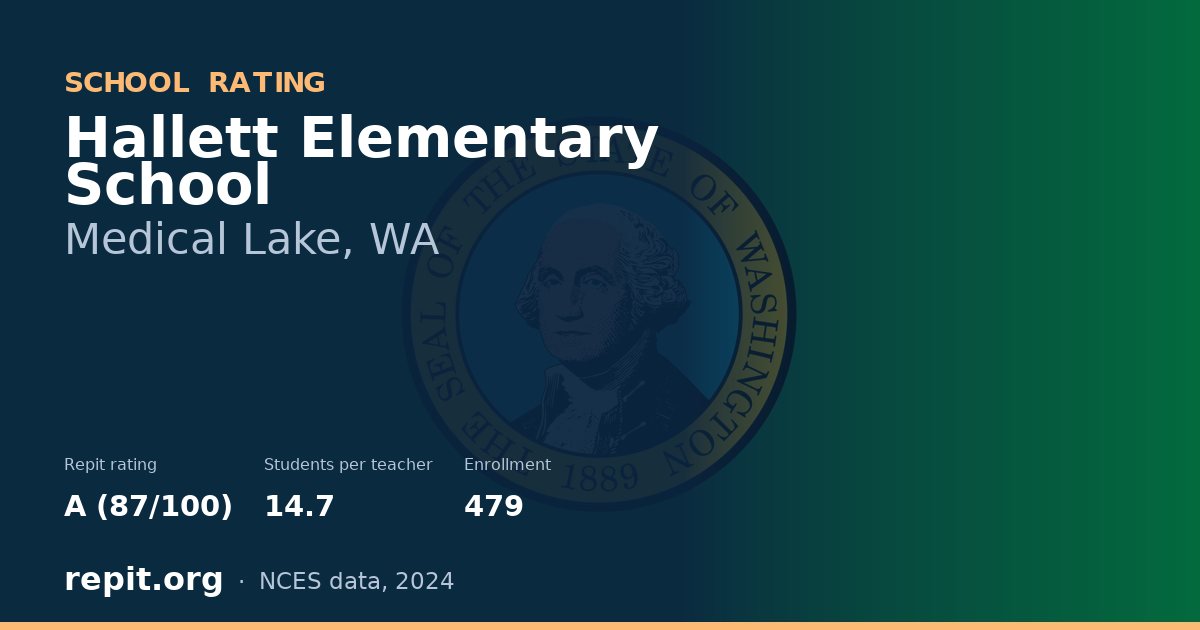 Hallett Elementary School, Medical Lake, WA — Repit school rating A (87/100)
