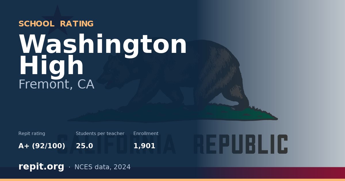 Washington High, Fremont, CA — Repit school rating A+ (92/100)
