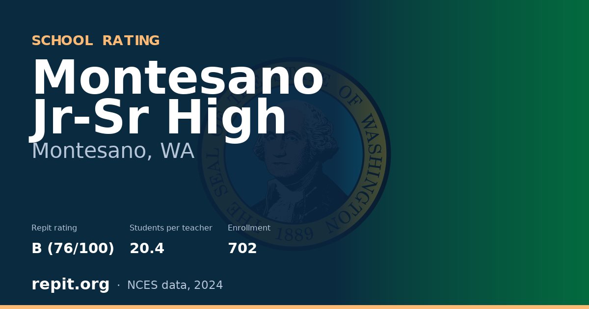 Montesano Jr-Sr High, Montesano, WA — Repit school rating B (76/100)