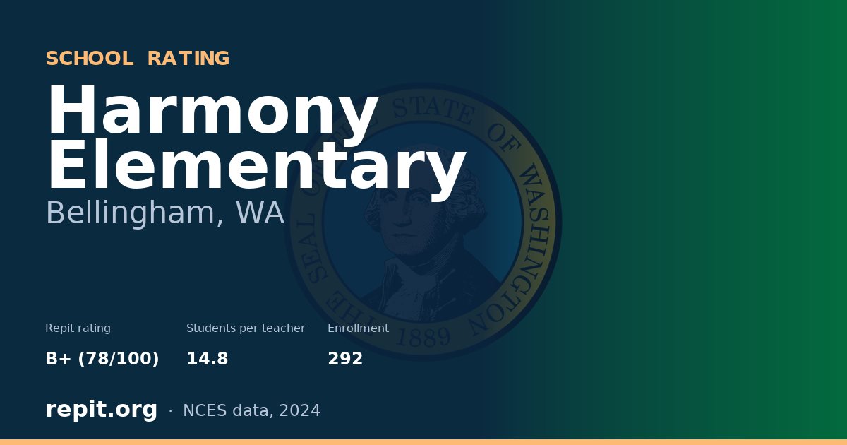Harmony Elementary, Bellingham, WA — Repit school rating B+ (78/100)